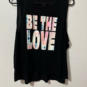 Old Navy Black Muscle Tee with Colorful 'Be The Love' Design